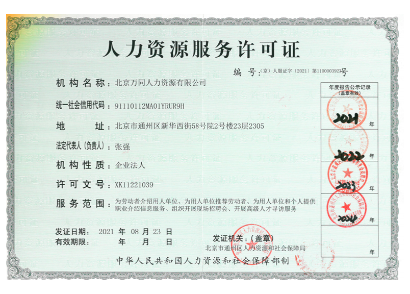 人力资源许可证